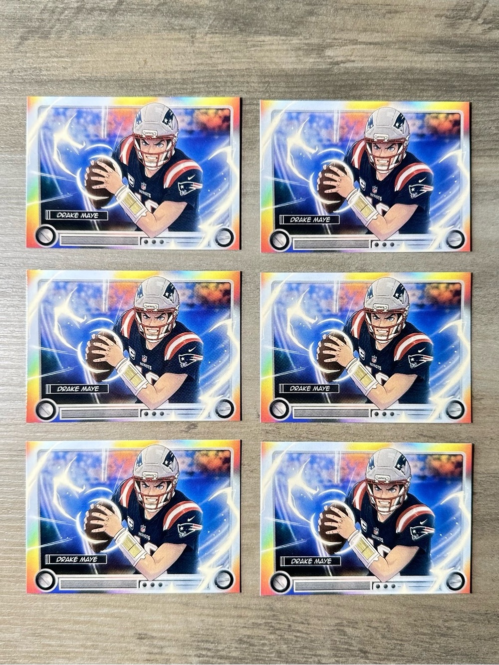 Drake Maye Lot of (6) 2026 Topps Anime #NFLA-DM Novelty Football Cards.